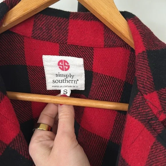 Simply Southern plaid checkerboard button coat jacket - Picture 4 of 5